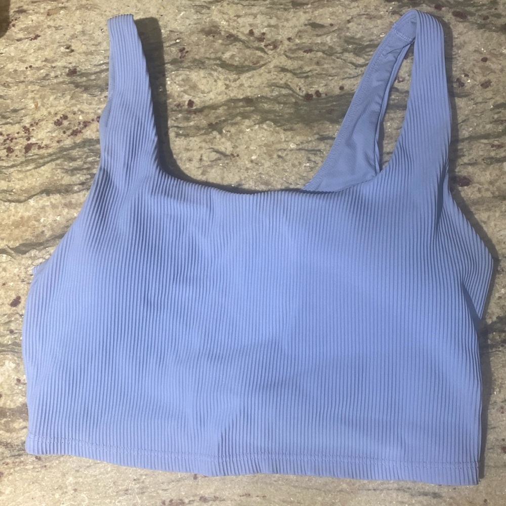 Athleta long line ribbed sports bra | Sky Blue